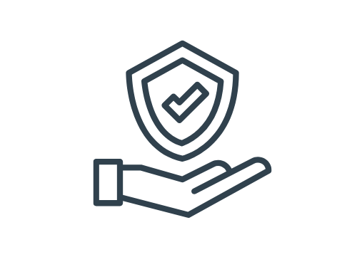 Icon Versicherungen Icon Versicherungen - Hand hält ein Schild um Schutz zu symbolisieren